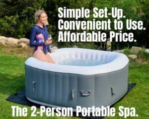 2 Person Portable Hot Tub - Inflates in 5 Minutes and Heats in 12-24 Hours