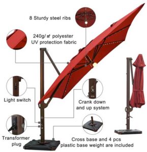 Red Cantilever Umbrella for Hot Tub