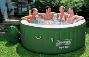 4-Person Coleman Inflatable Spa in Backyard