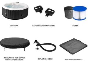 CosySpa Package Includes Insulating Cover, Pump, Ground Cover Mat, and more