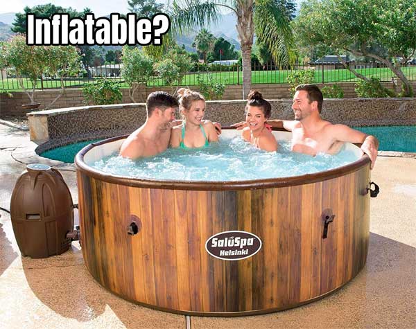Faux Wood Inflatable Hot Tub for 6 People