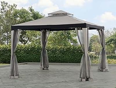 Hampton Gazebo with Netting Screens, on Paver Patio in Backyard