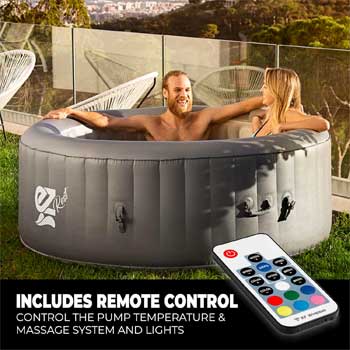SereneLife EZ Rest Blow Up Spa Tub with Remote Control and Colorful Lights
