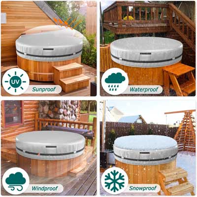Weather Resistant Spa Cover for Round Outdoor Hot Tubs (Snow, Wind, Sun, Water)